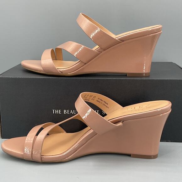 NEW Naturalizer Women’s Breona Slide Wedge Sandals Taupe Size 7W - Picture 2 of 11